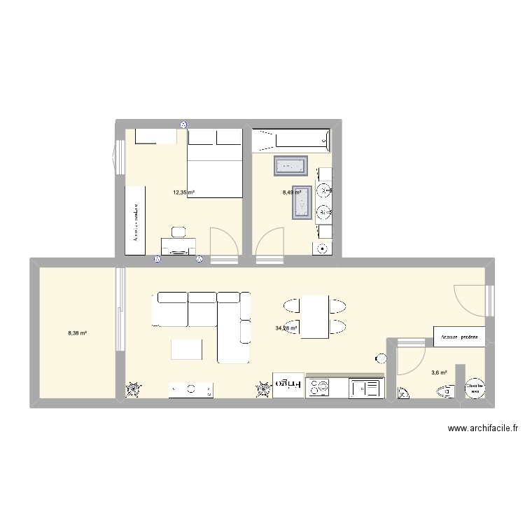 Plan1. Plan de 5 pièces et 67 m2