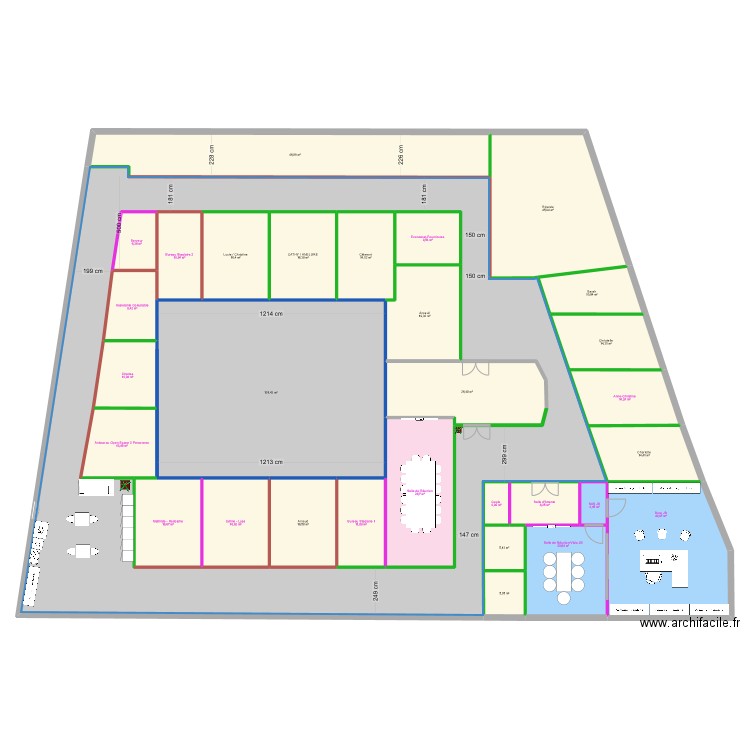 SJF pro V 1 Bis. Plan de 30 pièces et 1065 m2