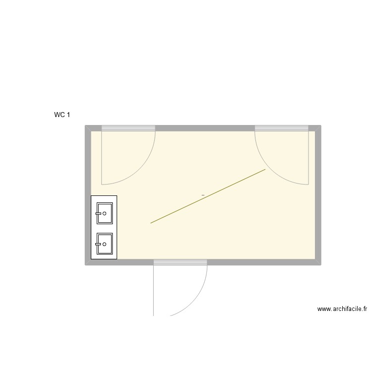 wc2. Plan de 1 pièce et 10 m2