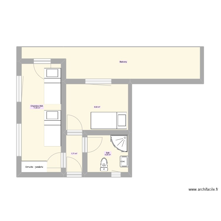 Chalet 45A et B. Plan de 5 pièces et 39 m2