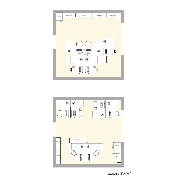 Bureaux Gestion. Plan de 2 pièces et 66 m2