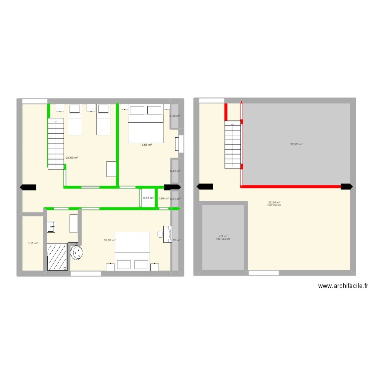 Croisic étage 2. Plan de 13 pièces et 126 m2