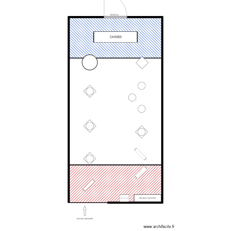 ZONES MAGASIN CLAIRES. Plan de 3 pièces et 73 m2