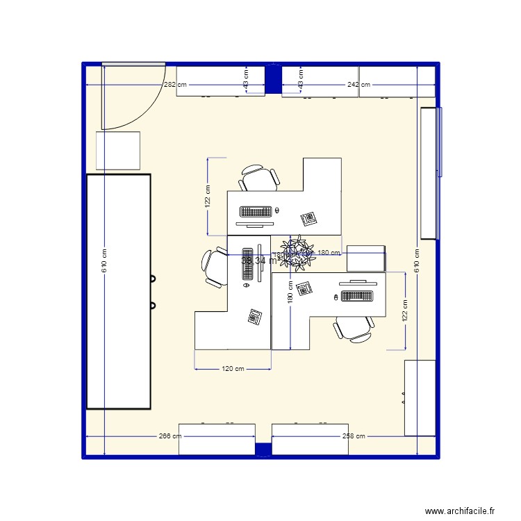 secretariat. Plan de 1 pièce et 33 m2