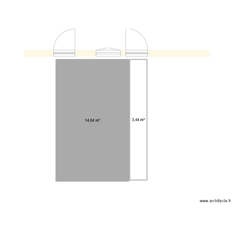 vue de dessus. Plan de 2 pièces et 18 m2