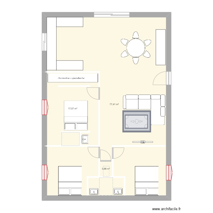 CASA. Plan de 3 pièces et 95 m2