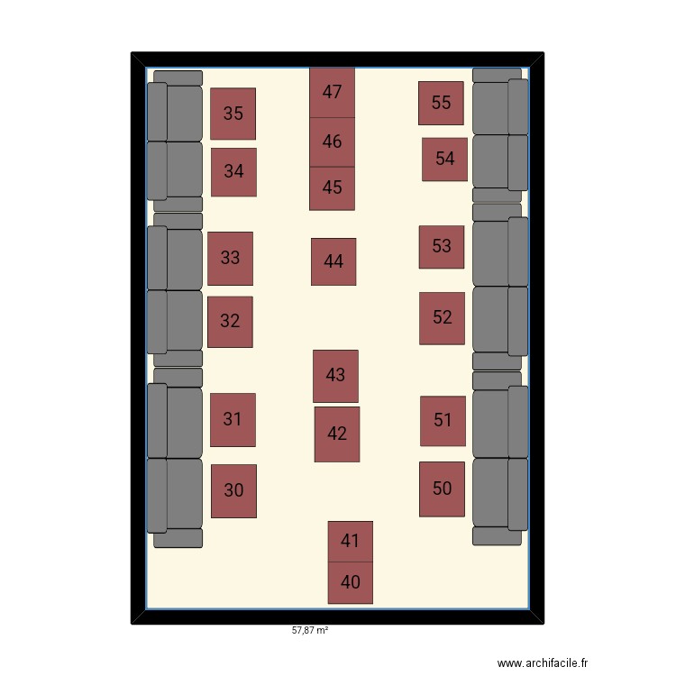 Urban bistro. Plan de 1 pièce et 58 m2