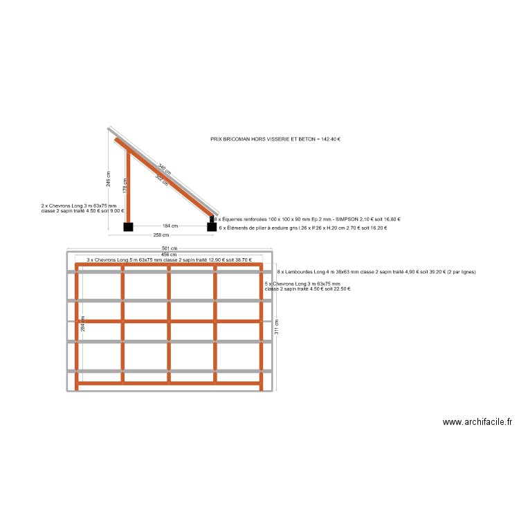 Structure panneaux solaire. Plan de 36 pièces et 14 m2