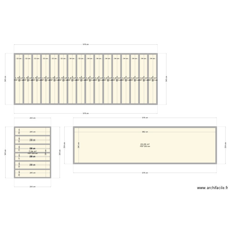 abri de jardin. Plan de 18 pièces et 59 m2