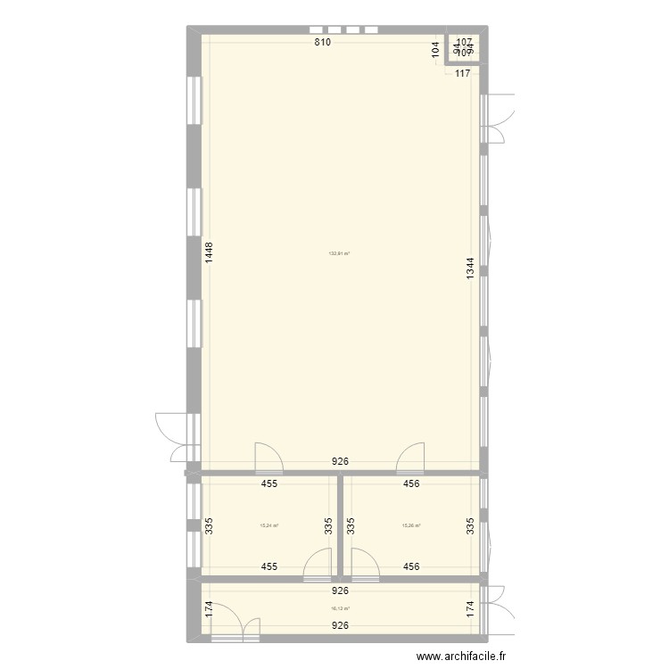 Dojo après travaux v4. Plan de 5 pièces et 181 m2