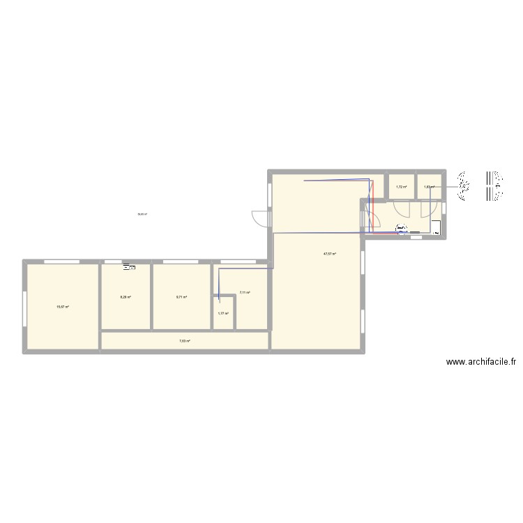 Maison 1. Plan de 9 pièces et 101 m2