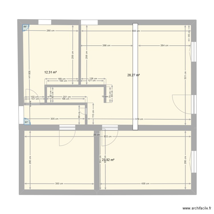 lezaoux 2024. Plan de 3 pièces et 64 m2