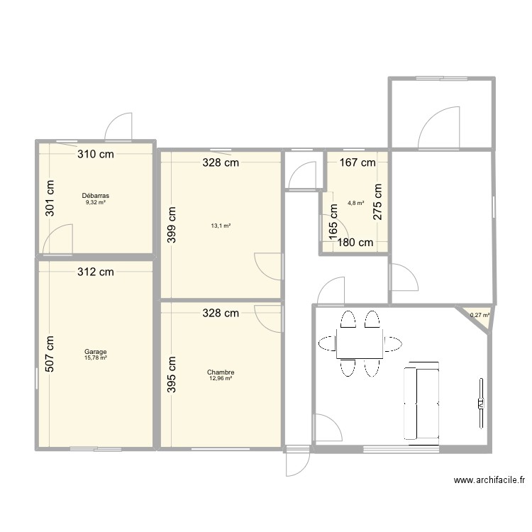 Mimizan . Plan de 6 pièces et 56 m2