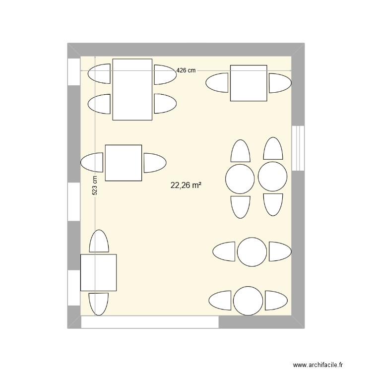 Salle 1. Plan de 1 pièce et 22 m2