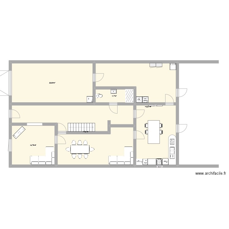 tfe. Plan de 5 pièces et 143 m2