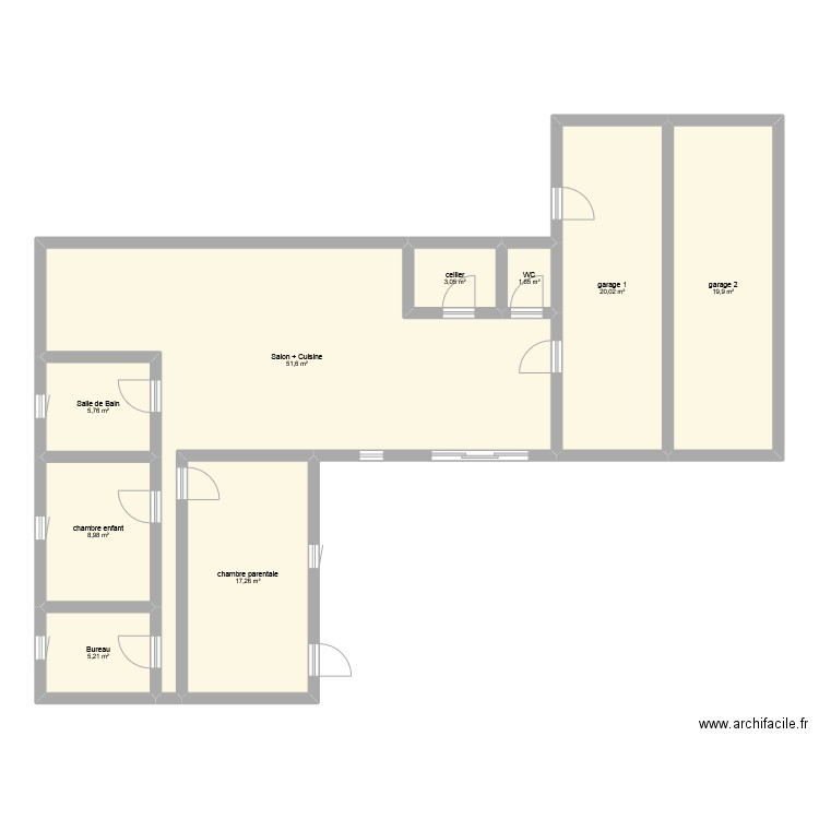 plan maison Dutertre. Plan de 9 pièces et 133 m2