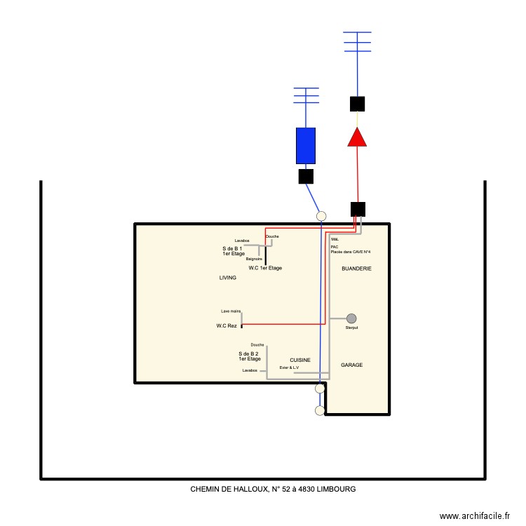 HESSE/DIN. Plan de 1 pièce et 41 m2