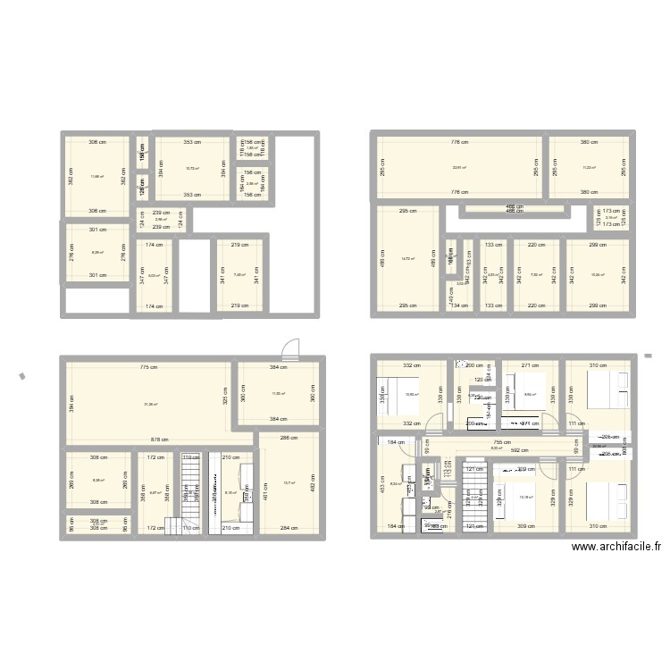 plan. Plan de 38 pièces et 303 m2