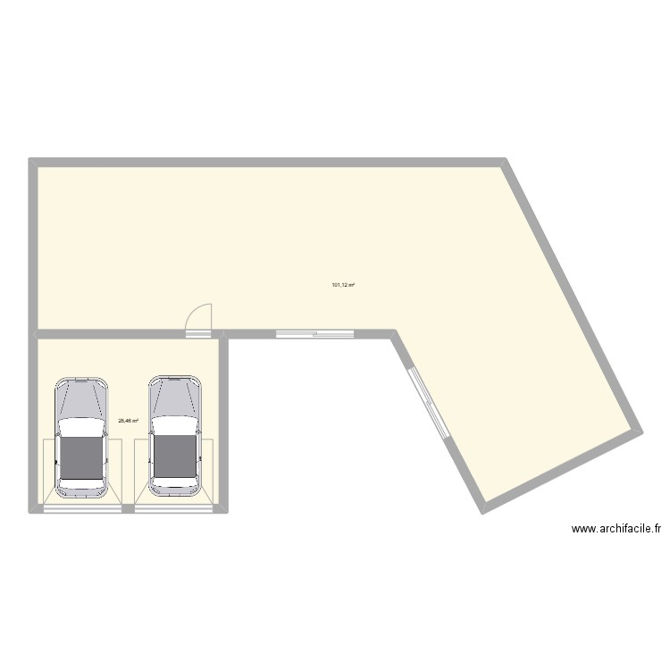 Maison 3. Plan de 2 pièces et 130 m2