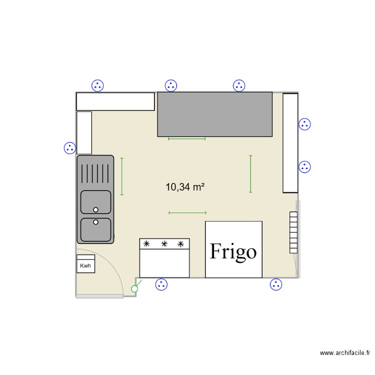 Labo. Plan de 1 pièce et 10 m2