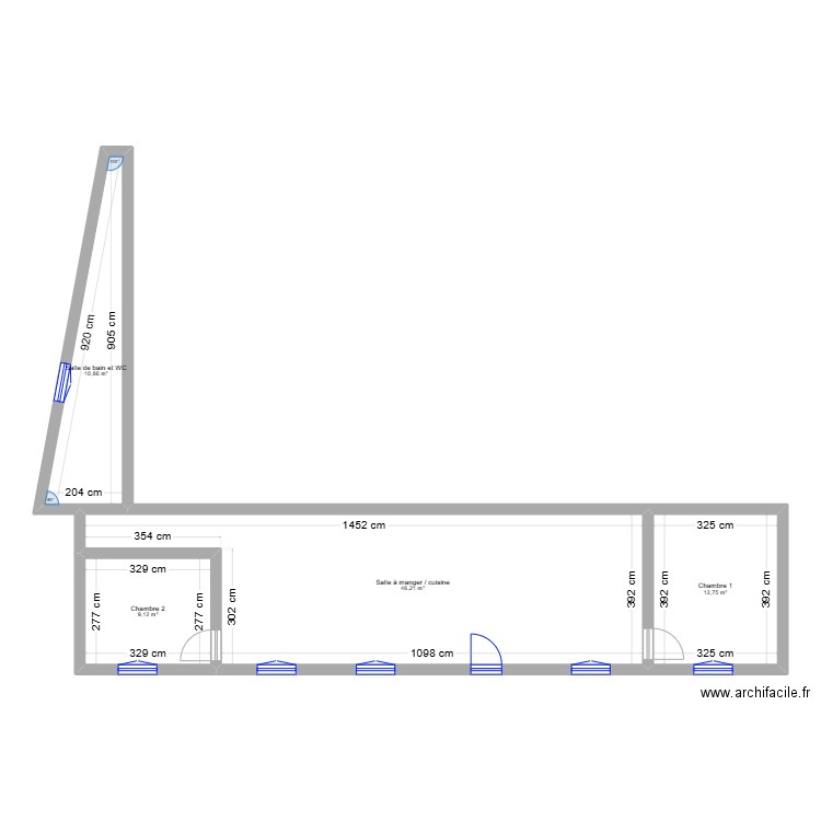 moreau. Plan de 4 pièces et 79 m2