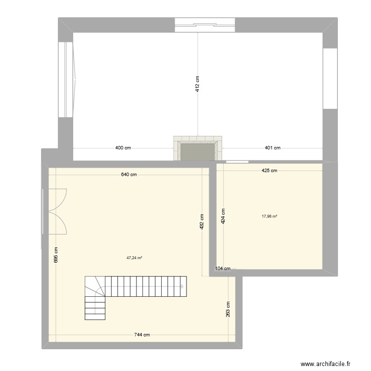 Joel DAGUENE. Plan de 2 pièces et 65 m2