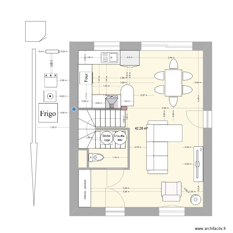 maison_justine_rdc. Plan de 1 pièce et 42 m2