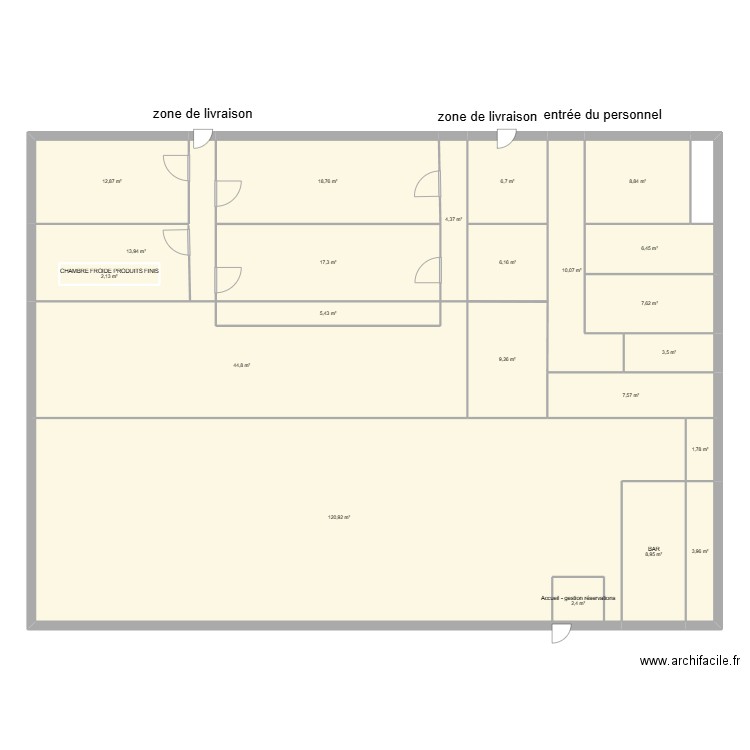 PLAN CUISINE EI MONOCHROME version 3. Plan de 22 pièces et 328 m2