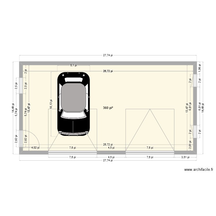 test. Plan de 1 pièce et 33 m2