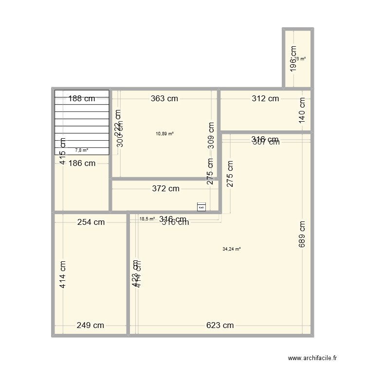 PLAN 3EME. Plan de 5 pièces et 73 m2