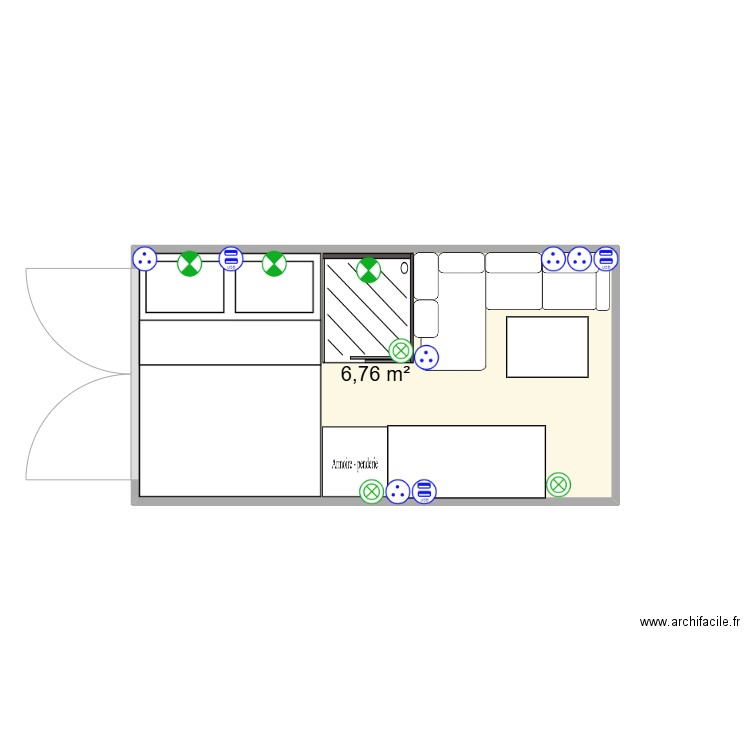 Fourgon. Plan de 1 pièce et 7 m2