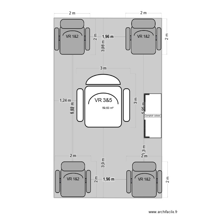 TBH. Plan de 1 pièce et 60 m2