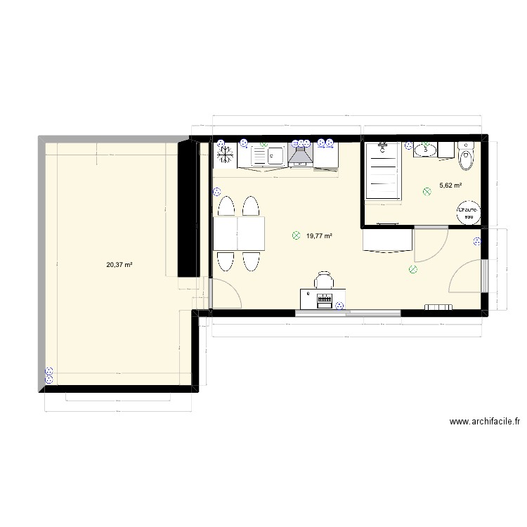 EDOUARD PP. Plan de 3 pièces et 46 m2