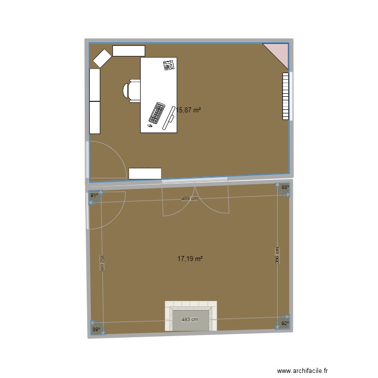 Nancy2. Plan de 2 pièces et 33 m2