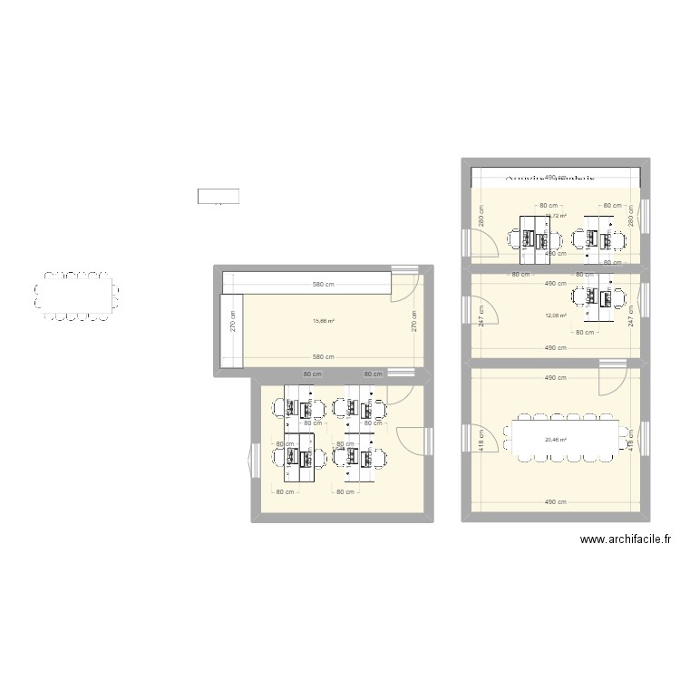 157 malkoff. Plan de 5 pièces et 79 m2