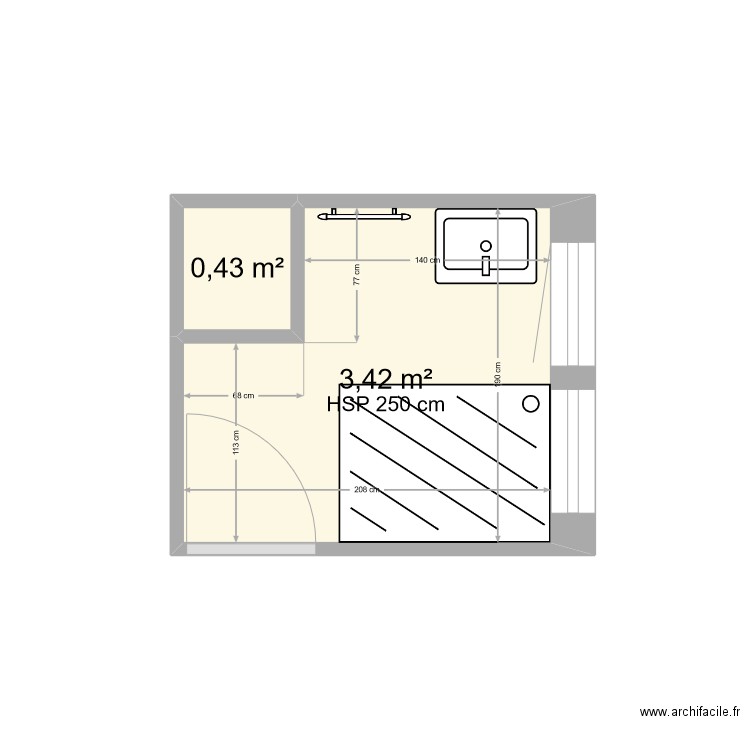 NOUGUES. Plan de 2 pièces et 4 m2