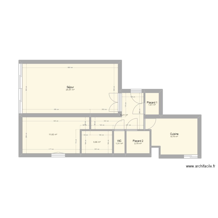 Laricio. Plan de 8 pièces et 61 m2