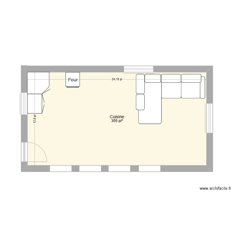 cuisine1. Plan de 1 pièce et 28 m2