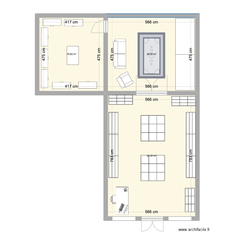 loulou et ses salopes. Plan de 3 pièces et 91 m2