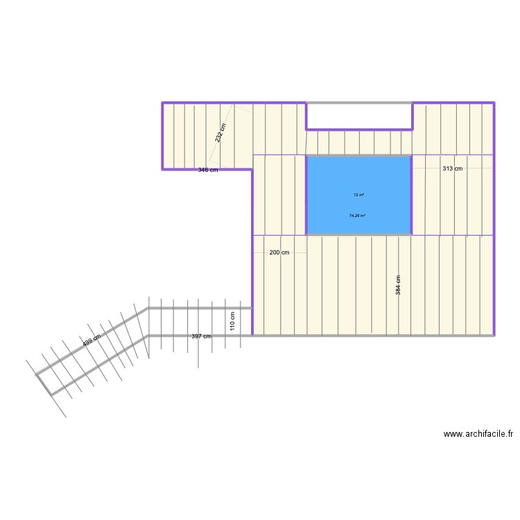 terrasse. Plan de 2 pièces et 99 m2