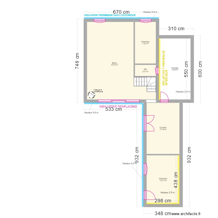 PROJET RENOVATION LEGLAND. Plan de 12 pièces et 130 m2