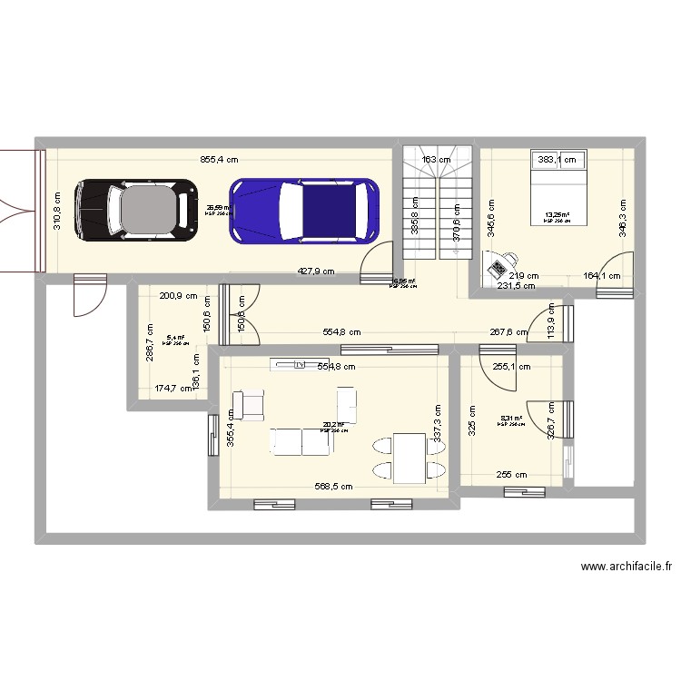 plan duplex 3 ch sal . Plan de 6 pièces et 91 m2