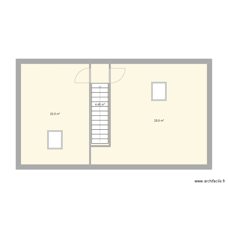 Fagegaltier. Plan de 3 pièces et 55 m2