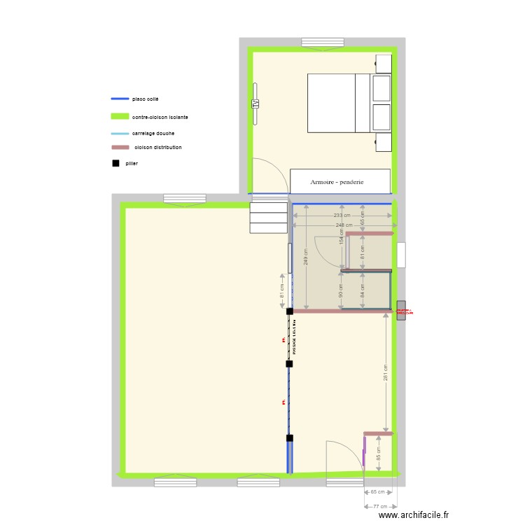 SIDOU (plan etage projet)(métrés). Plan de 7 pièces et 51 m2