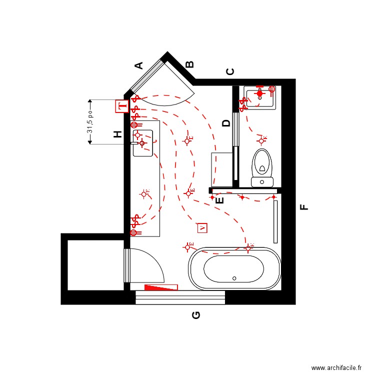 tremblay électrique. Plan de 2 pièces et 11 m2