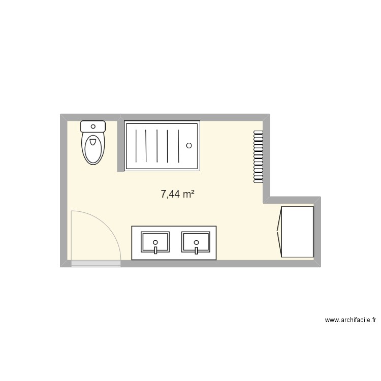 Salle de bain. Plan de 1 pièce et 7 m2