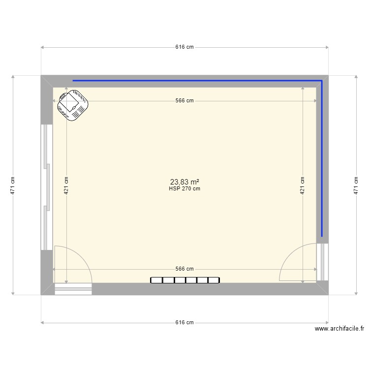 cuisine carnières. Plan de 1 pièce et 24 m2