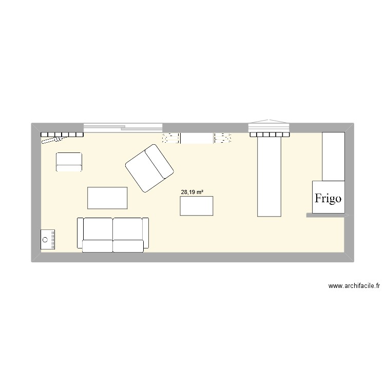 SALON CUISINE 2. Plan de 1 pièce et 28 m2