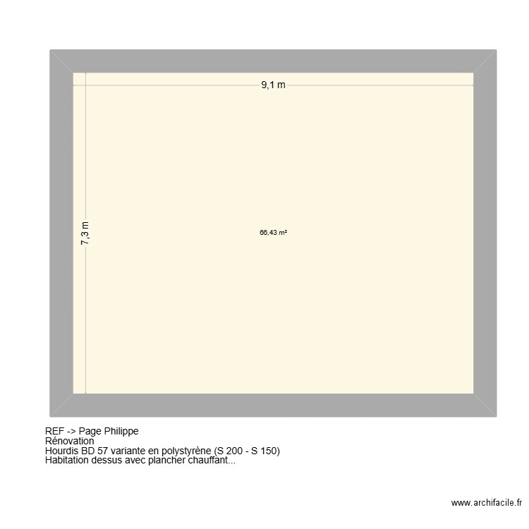 Page philippe. Plan de 1 pièce et 66 m2