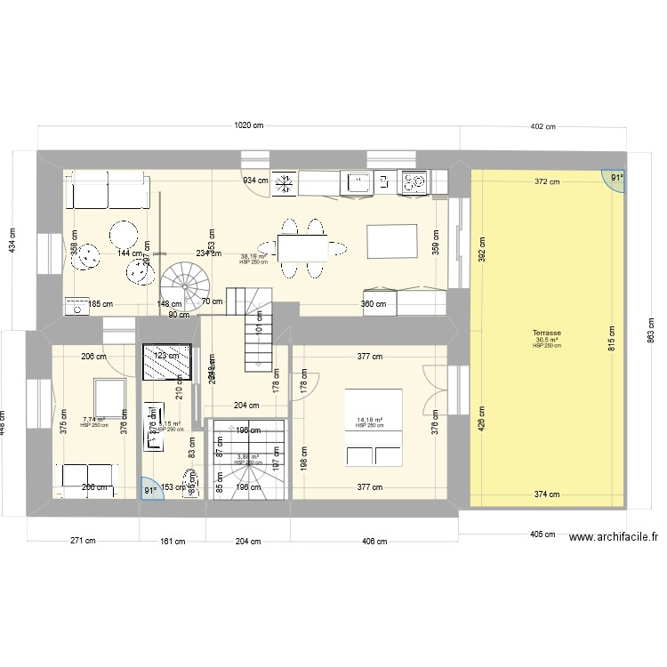 sur nouf charman bis. Plan de 6 pièces et 100 m2